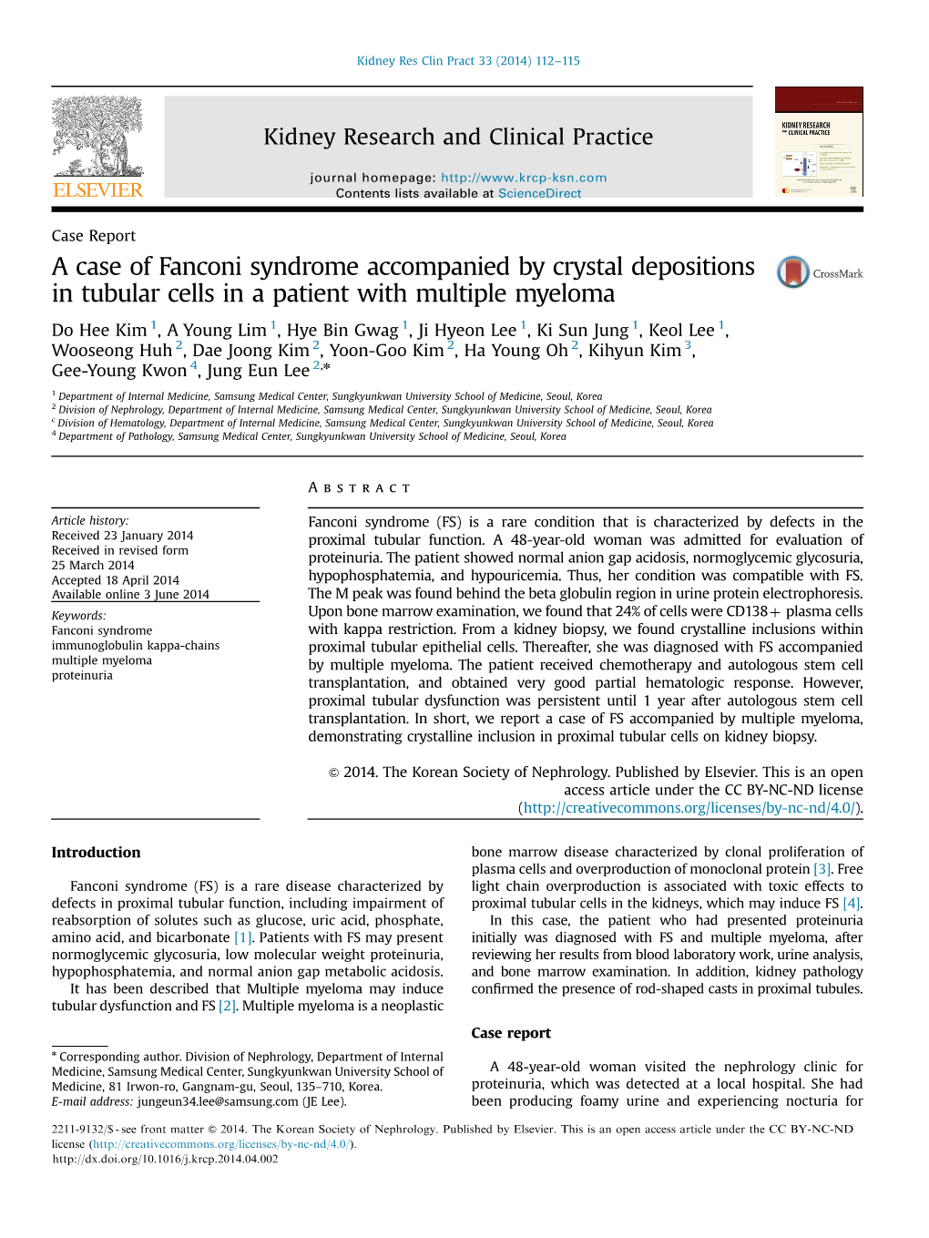 A Case of Fanconi Syndrome Accompanied by Crystal Depositions