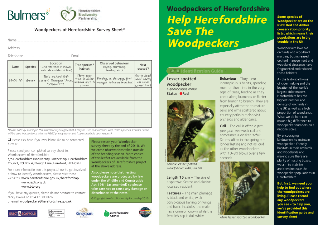 Help Herefordshire Save the Woodpeckers