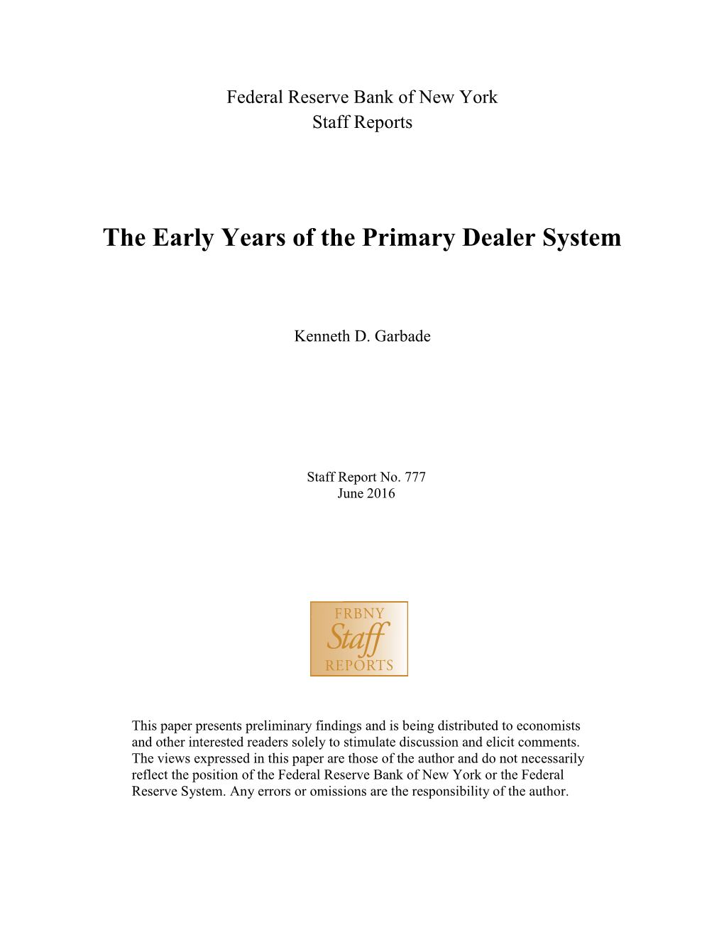 Primary Dealer System