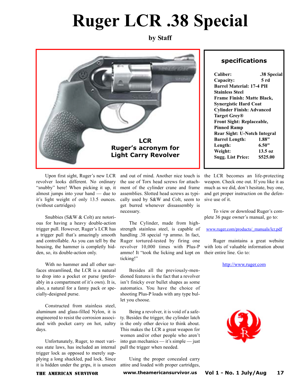 Ruger LCR .38 Special.Qxd