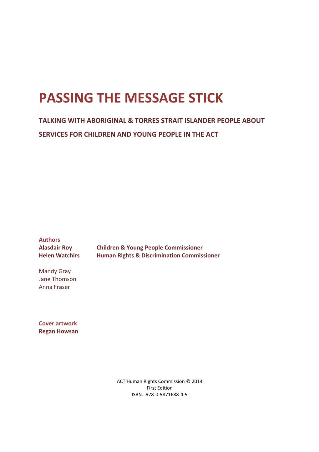 ACT Human Rights Commission: Passing the Message Stick