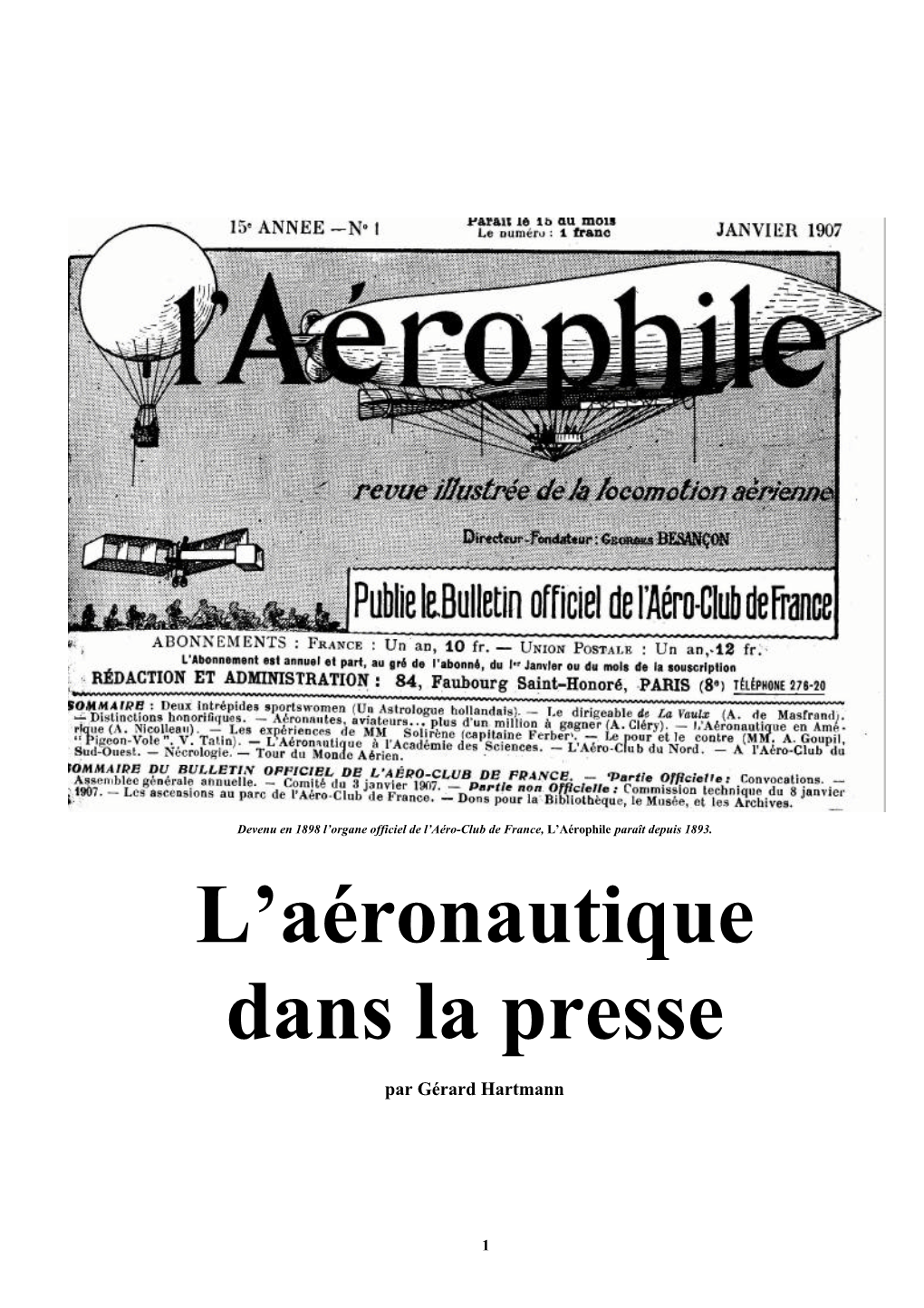 L'aéronautique Dans La Presse