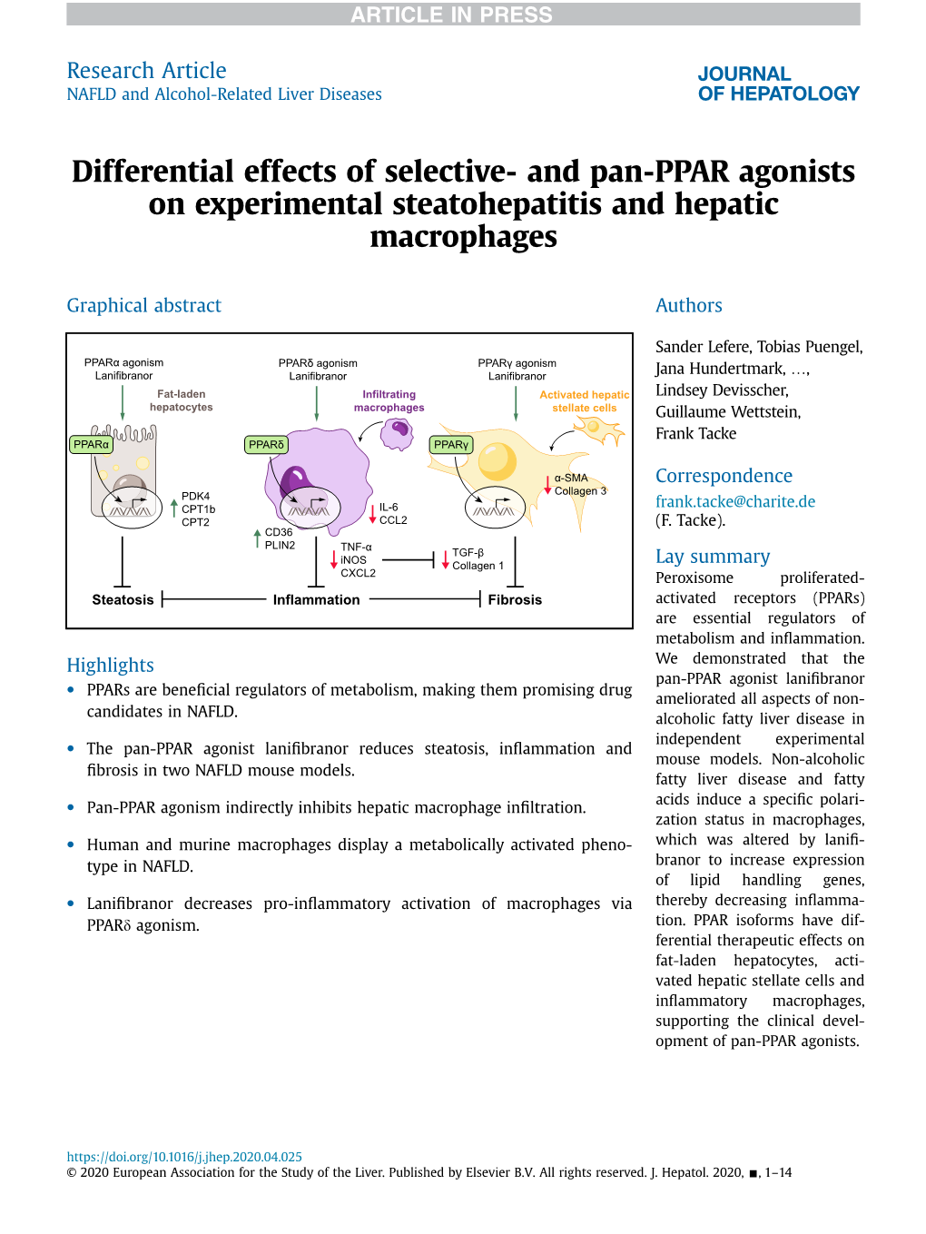 Differential Effects of Selective- and Pan-PPAR Agonists on Experimental Steatohepatitis and Hepatic Macrophages