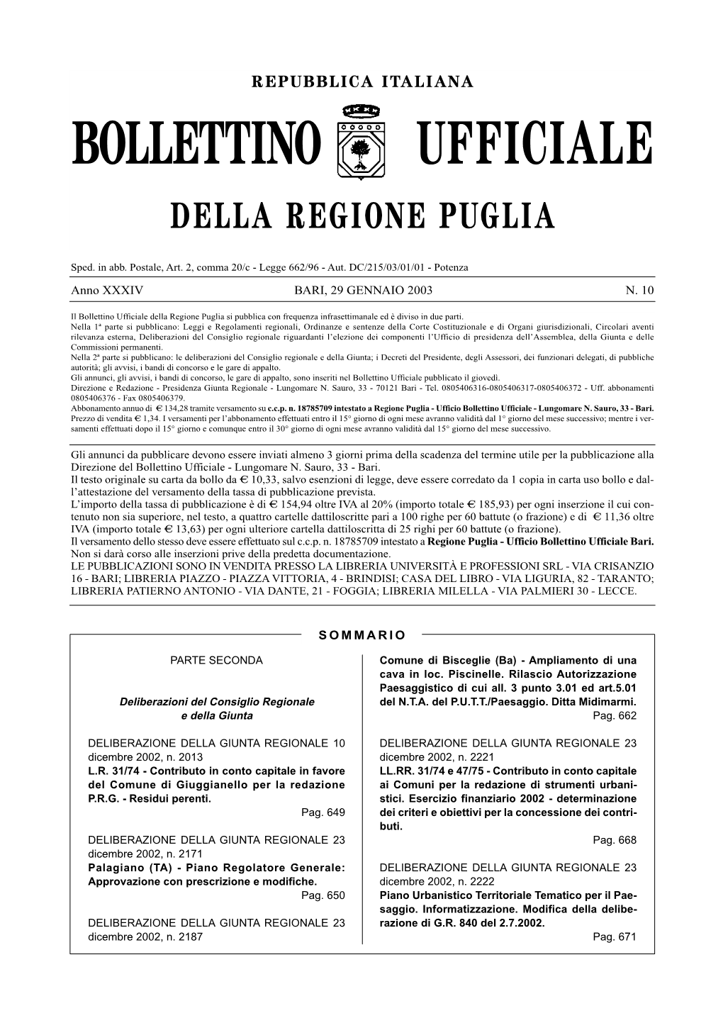 Della Regione Puglia