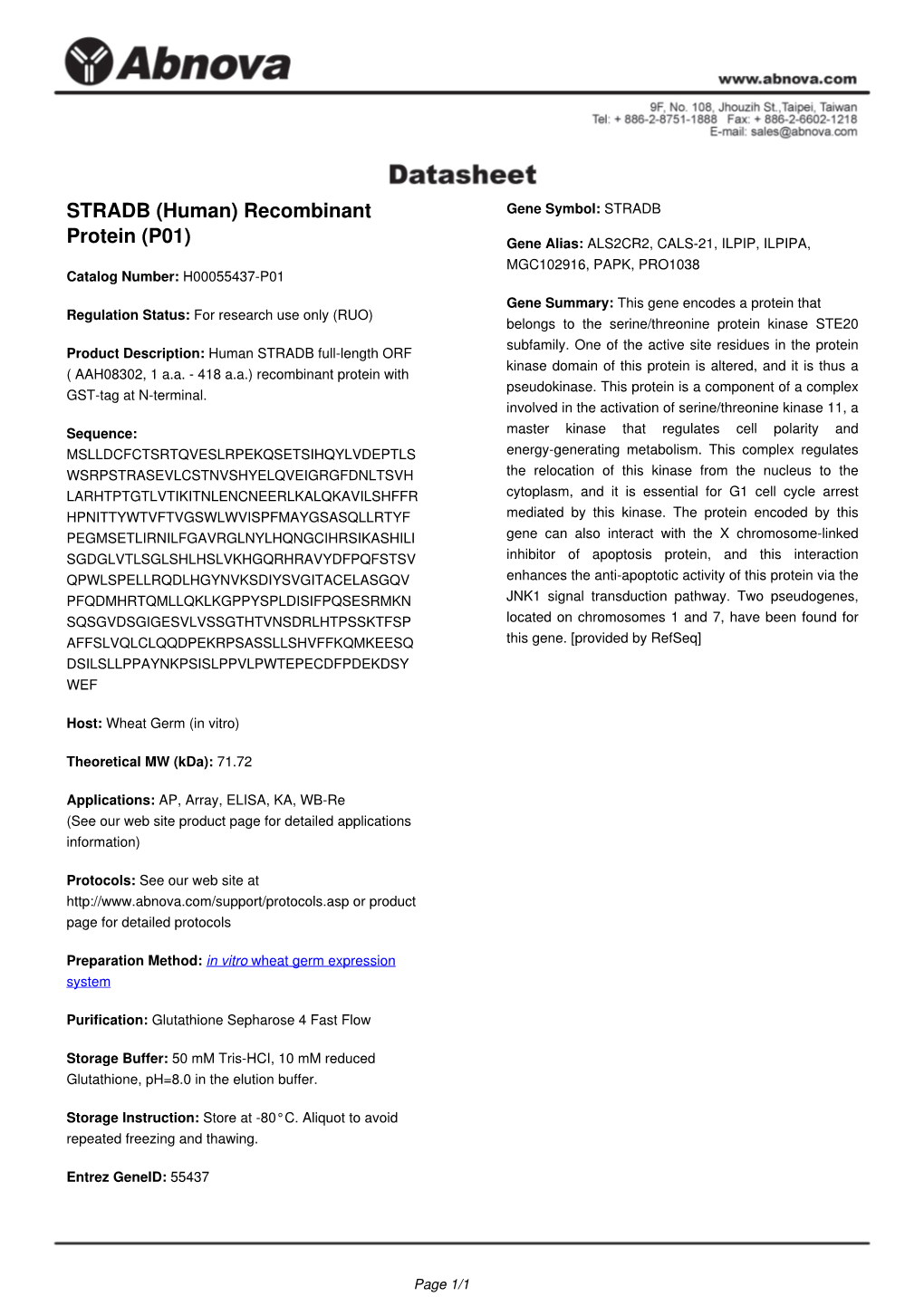 STRADB (Human) Recombinant Protein (P01)