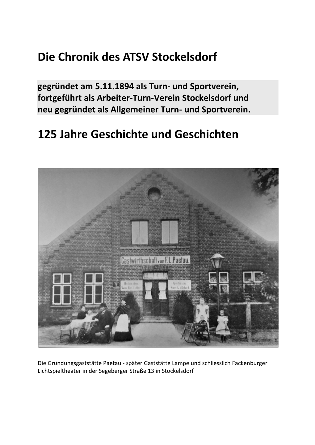 Die Chronik Des ATSV Stockelsdorf 125 Jahre Geschichte Und