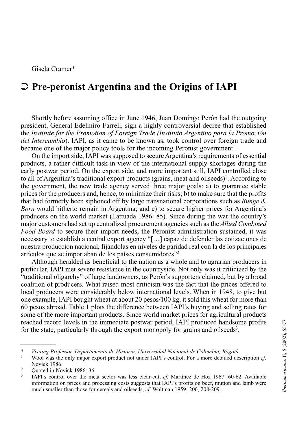 Pre-Peronist Argentina and the Origins of IAPI