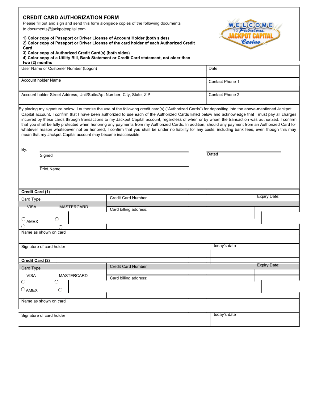 Credit Card Authorization Form s5