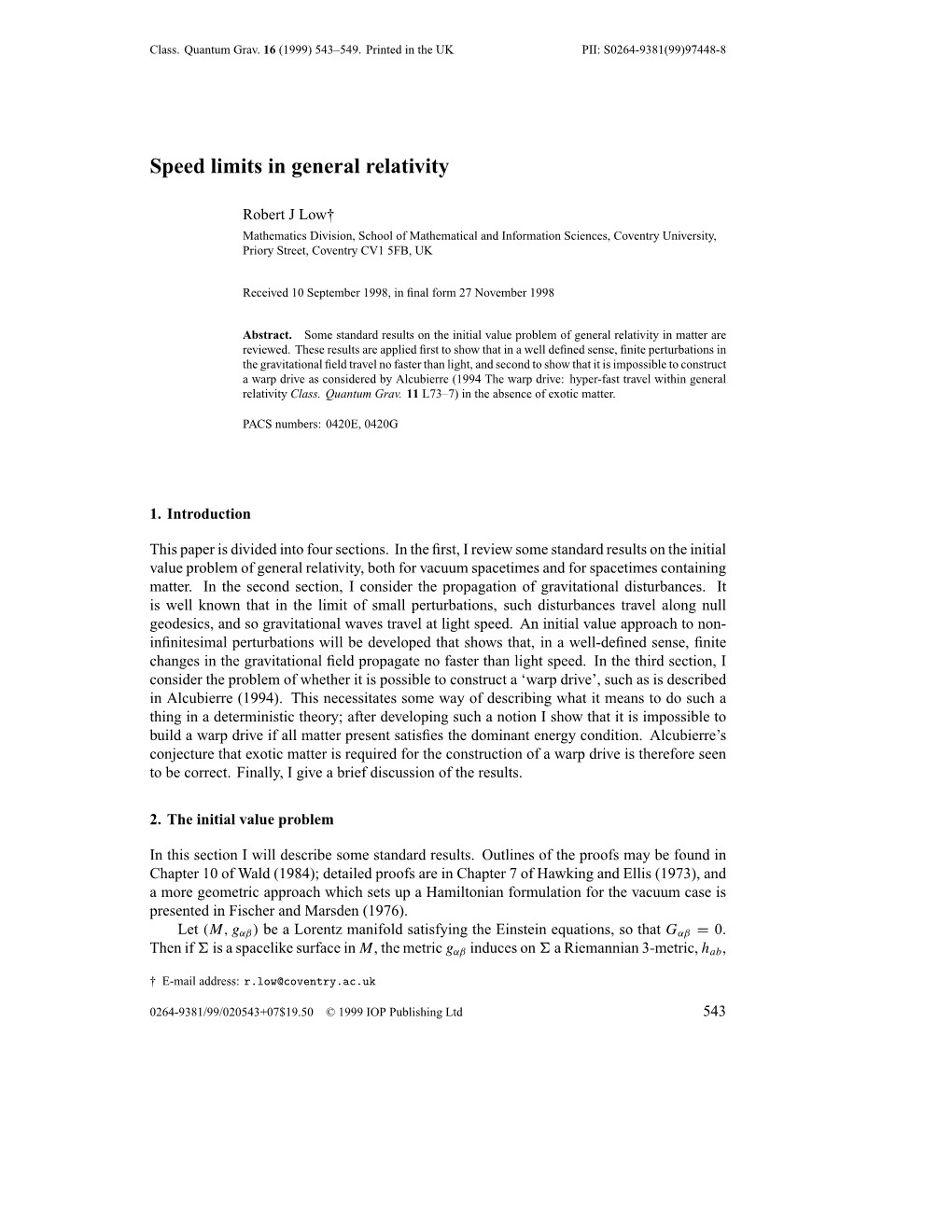 Speed Limits in General Relativity