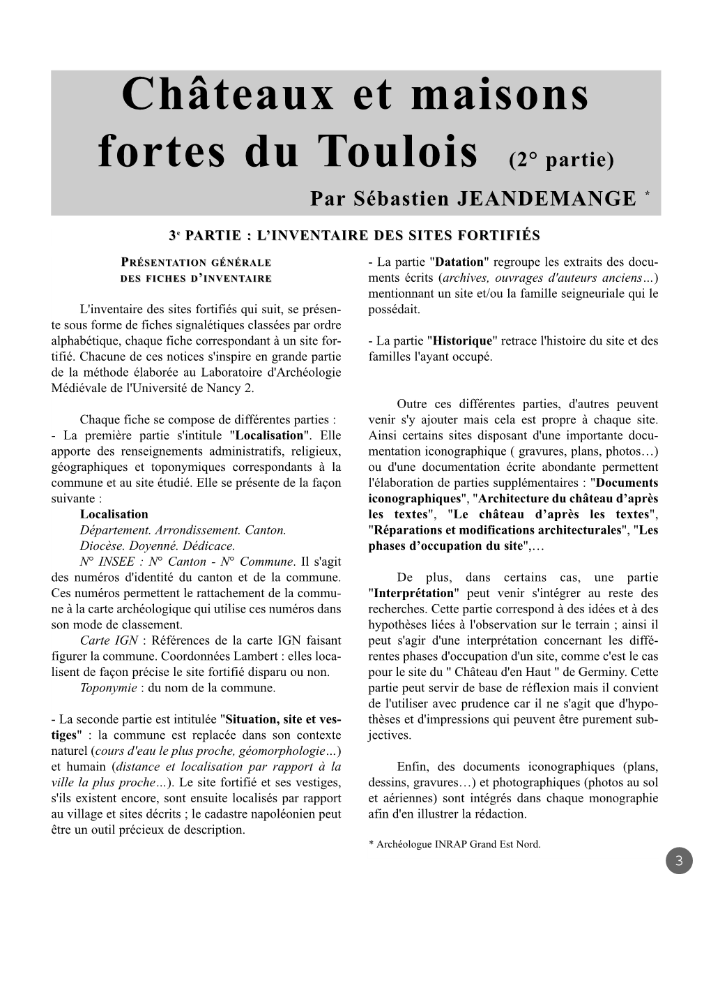 Châteaux Et Maisons Fortes Du Toulois (2° Partie)