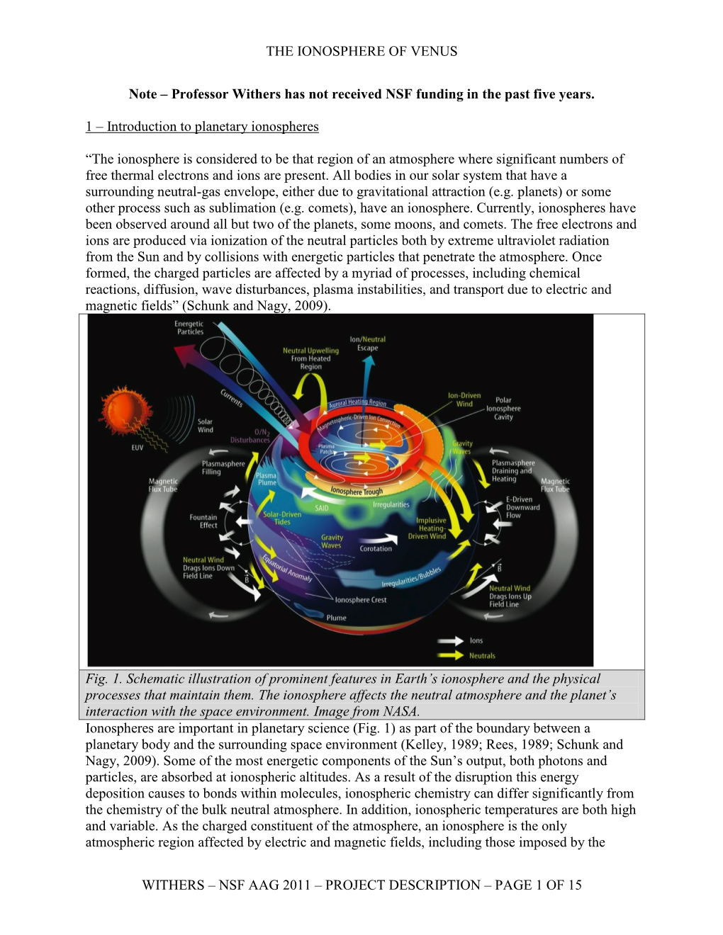 The Ionosphere of Venus Withers – Nsf Aag 2011