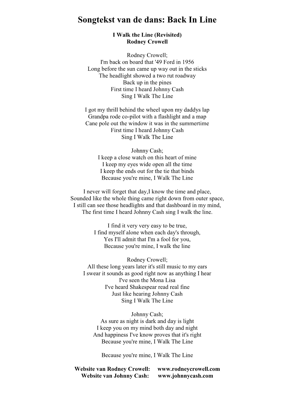 A 139 I Walk the Line (Lyrics)