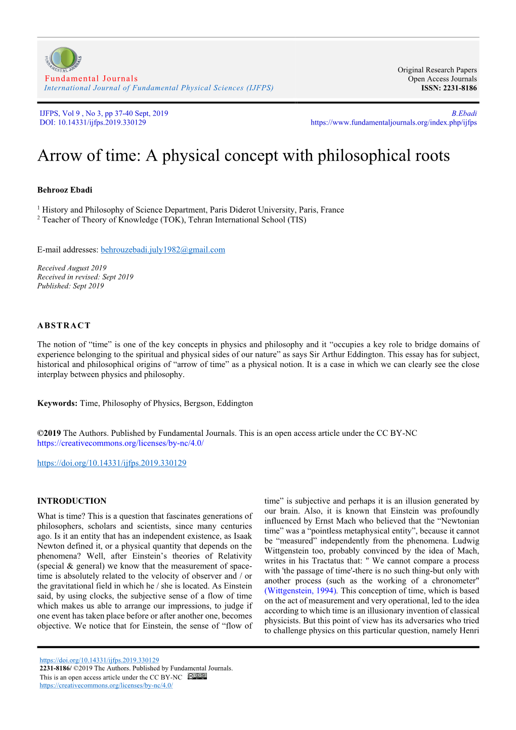 Arrow of Time: a Physical Concept with Philosophical Roots