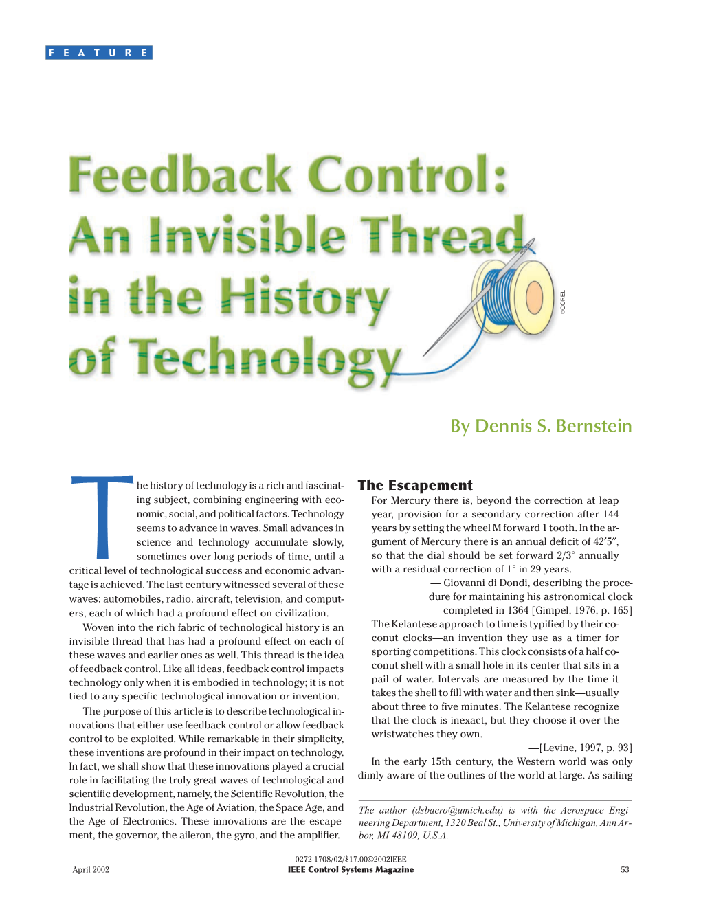 Feedback Control: an Invisible Thread In