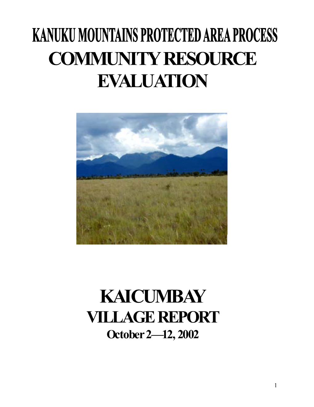 Kaicumbay Community Resource Evaluation