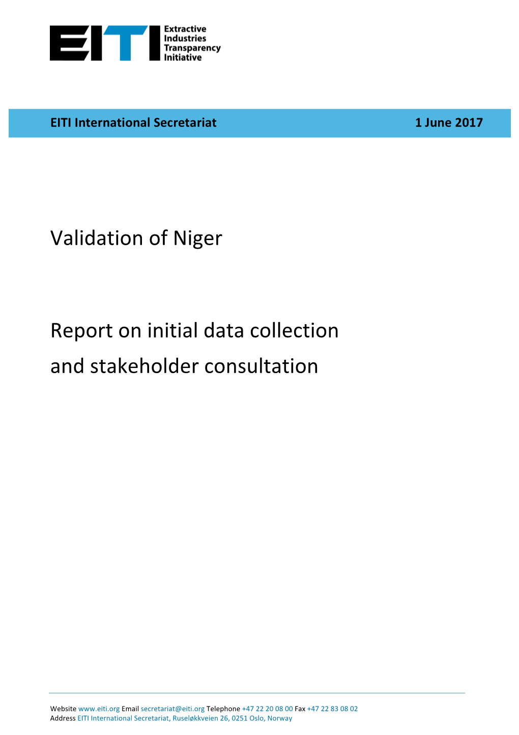 Validation of Niger Report on Initial Data Collection and Stakeholder Consultation