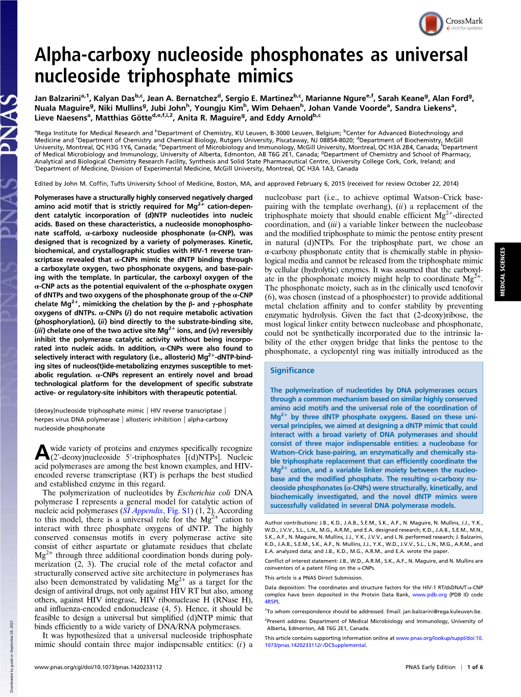 Alpha-Carboxy Nucleoside Phosphonates As Universal Nucleoside Triphosphate Mimics