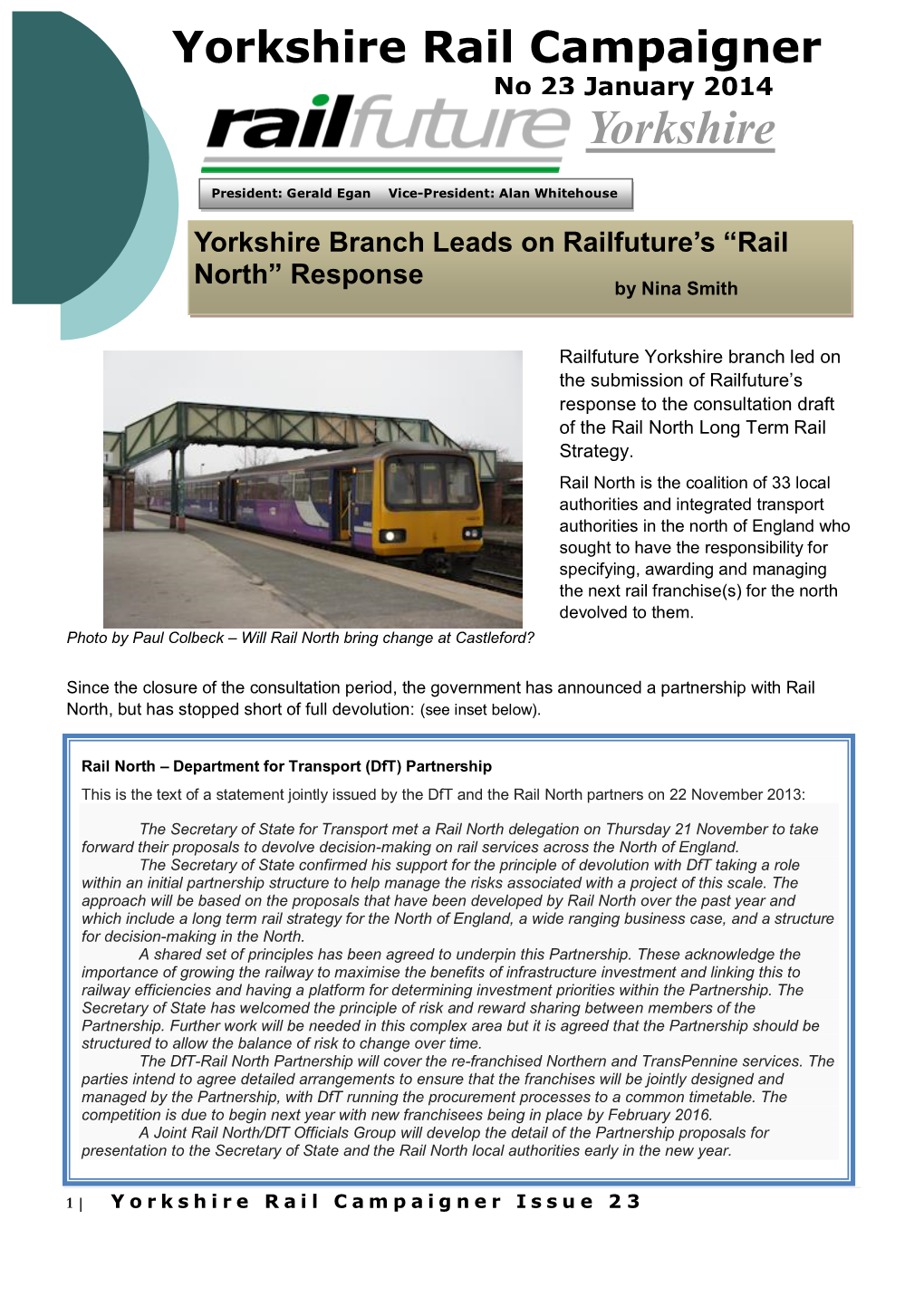 Yorkshire Rail Campaigner No 23 January 2014