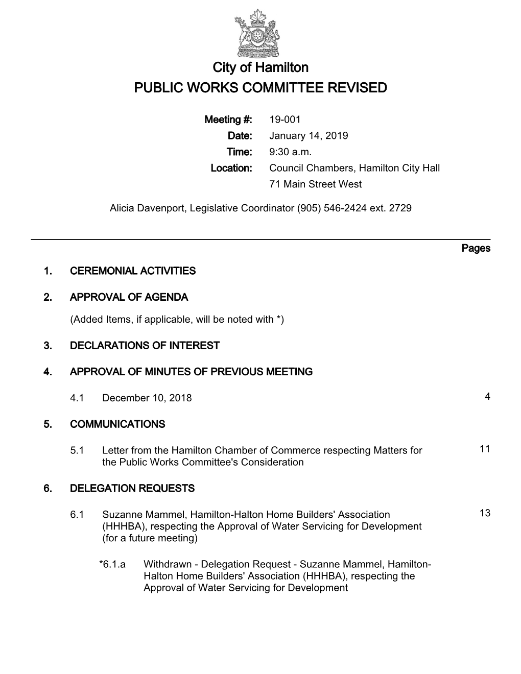 Public Works Committee Agenda Package