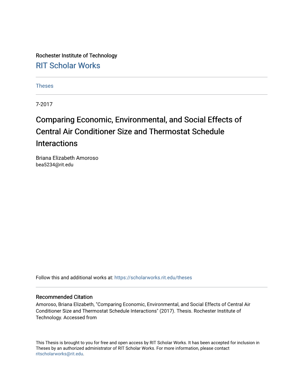 Comparing Economic, Environmental, and Social Effects of Central Air Conditioner Size and Thermostat Schedule Interactions