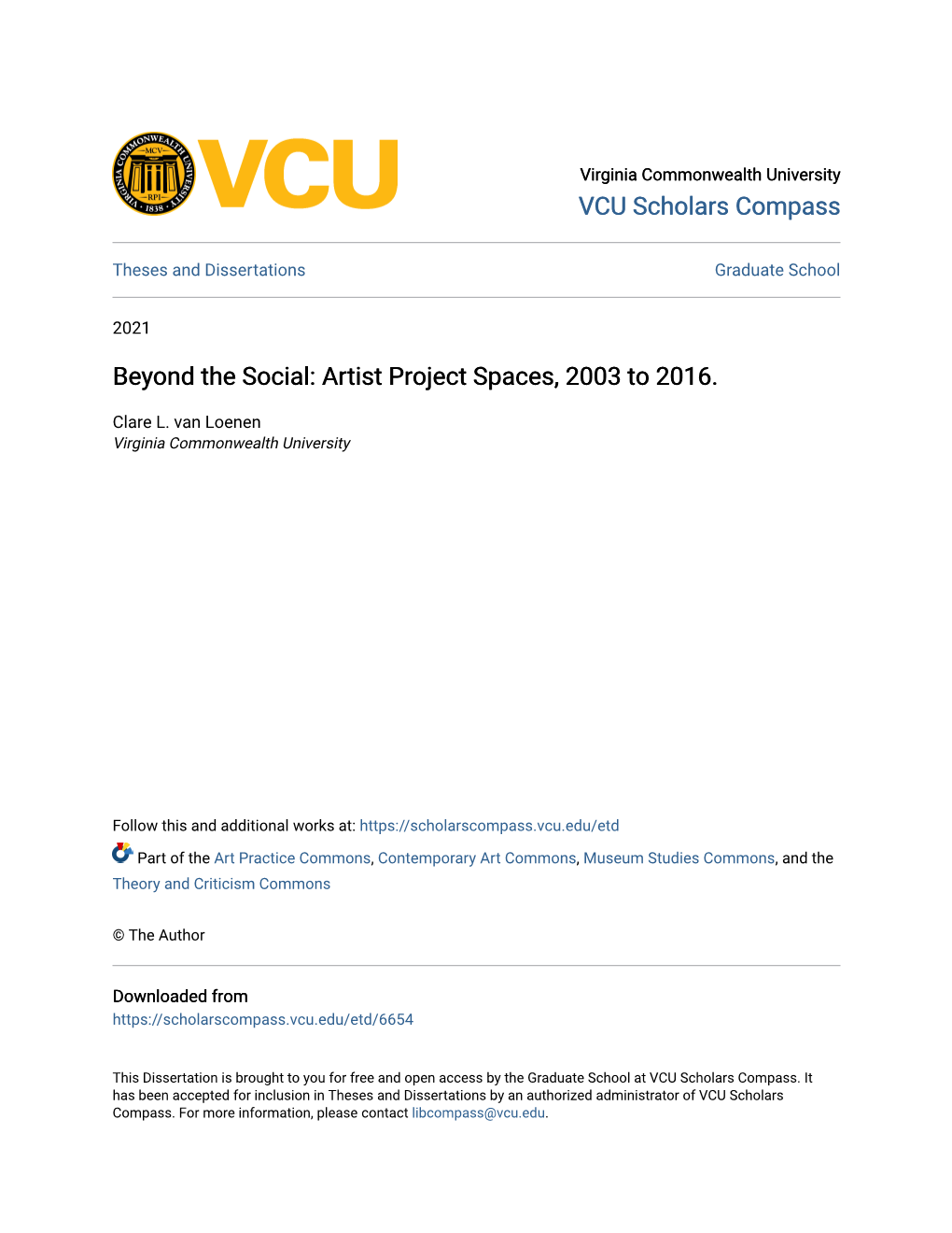 Artist Project Spaces, 2003 to 2016