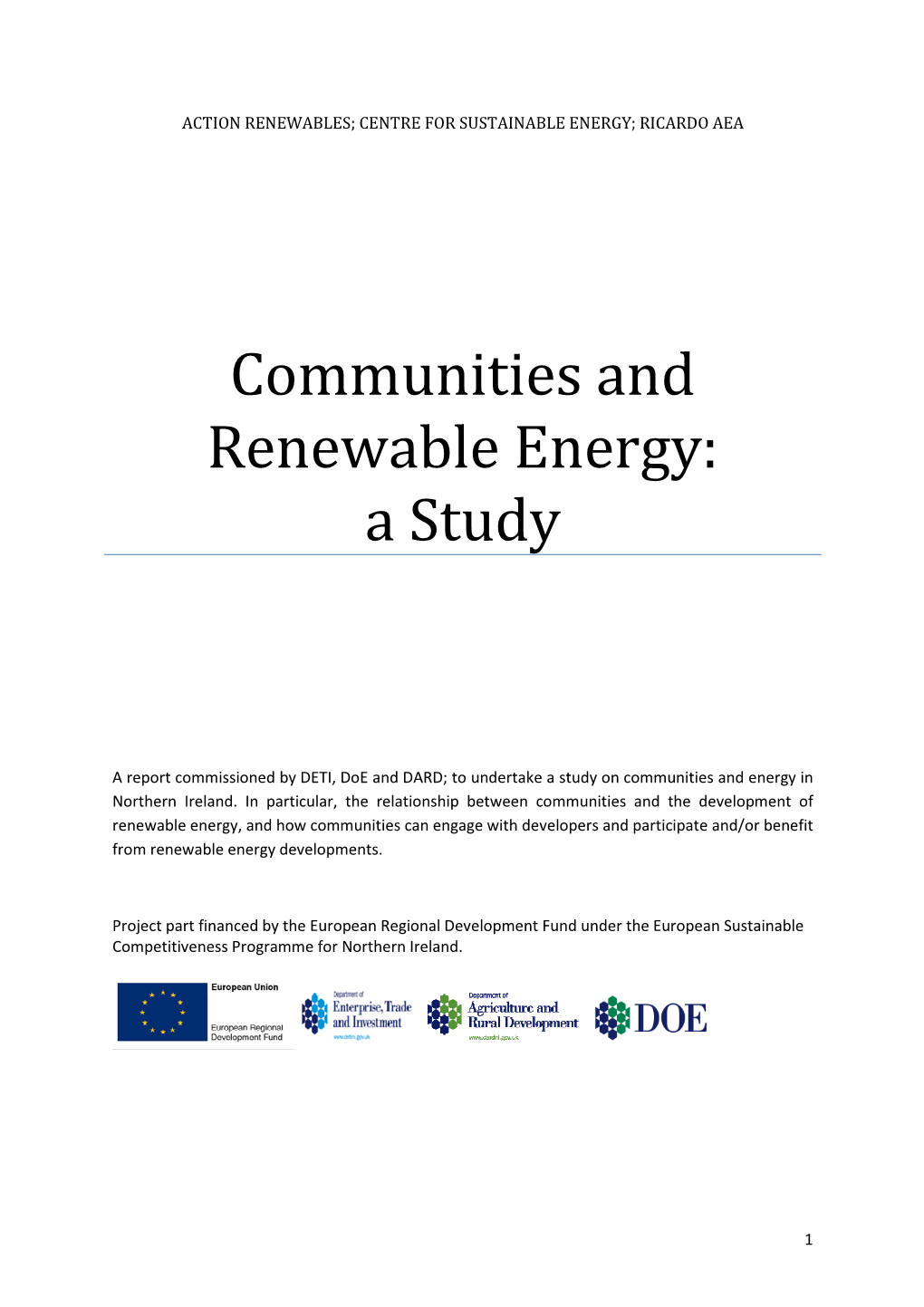 Communities and Renewable Energy: a Study