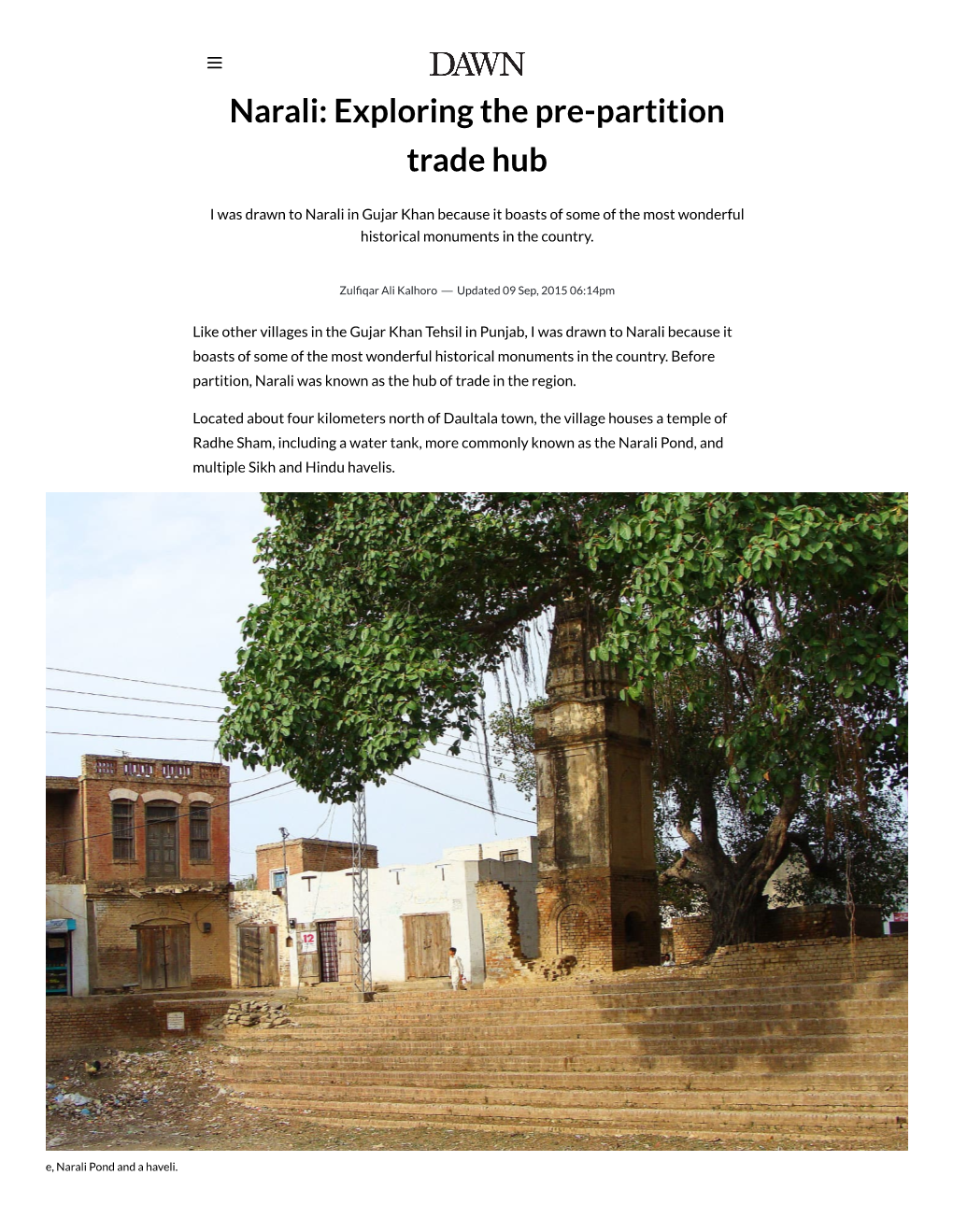 Narali: Exploring the Pre-Partition Trade Hub