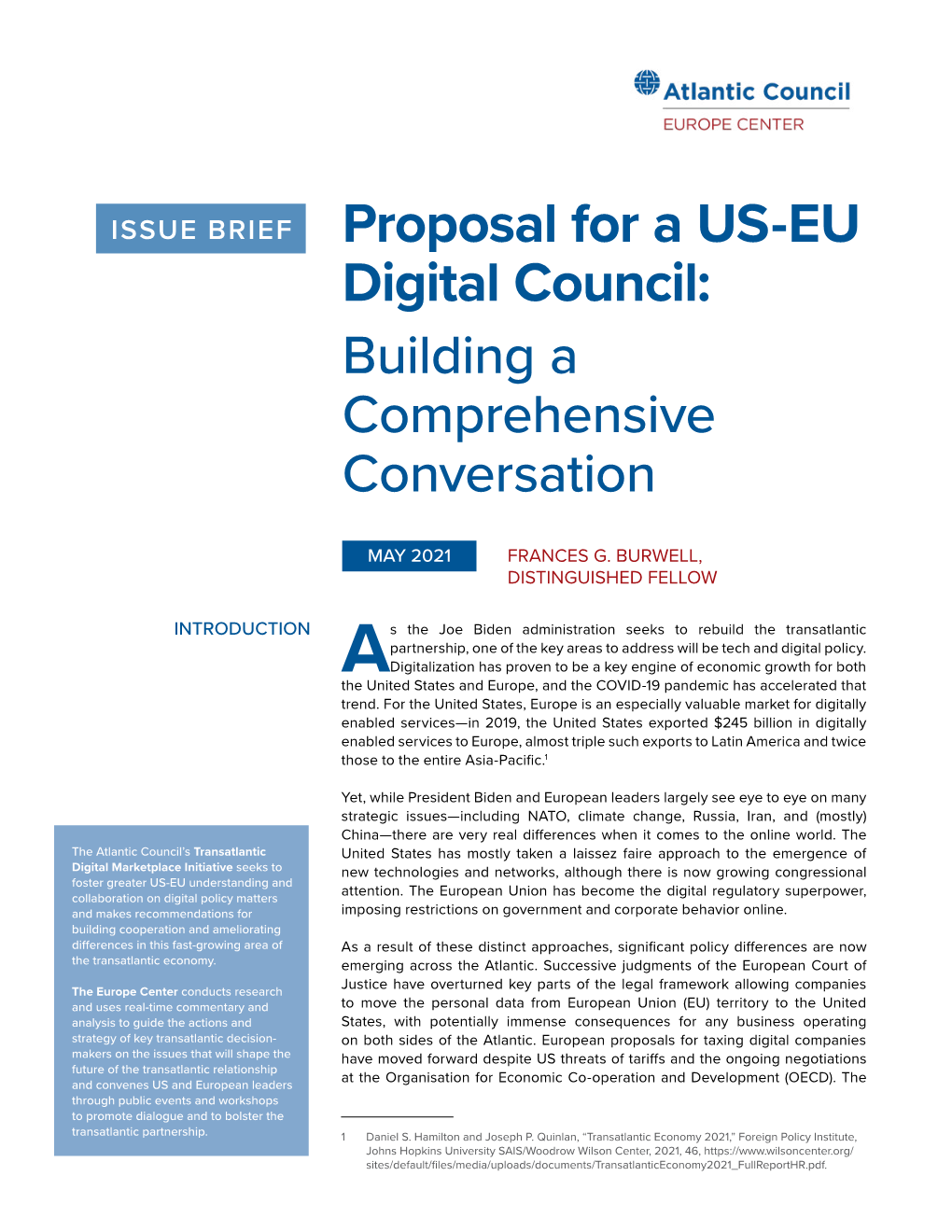 Proposal for a US-EU Digital Council: Building a Comprehensive Conversation