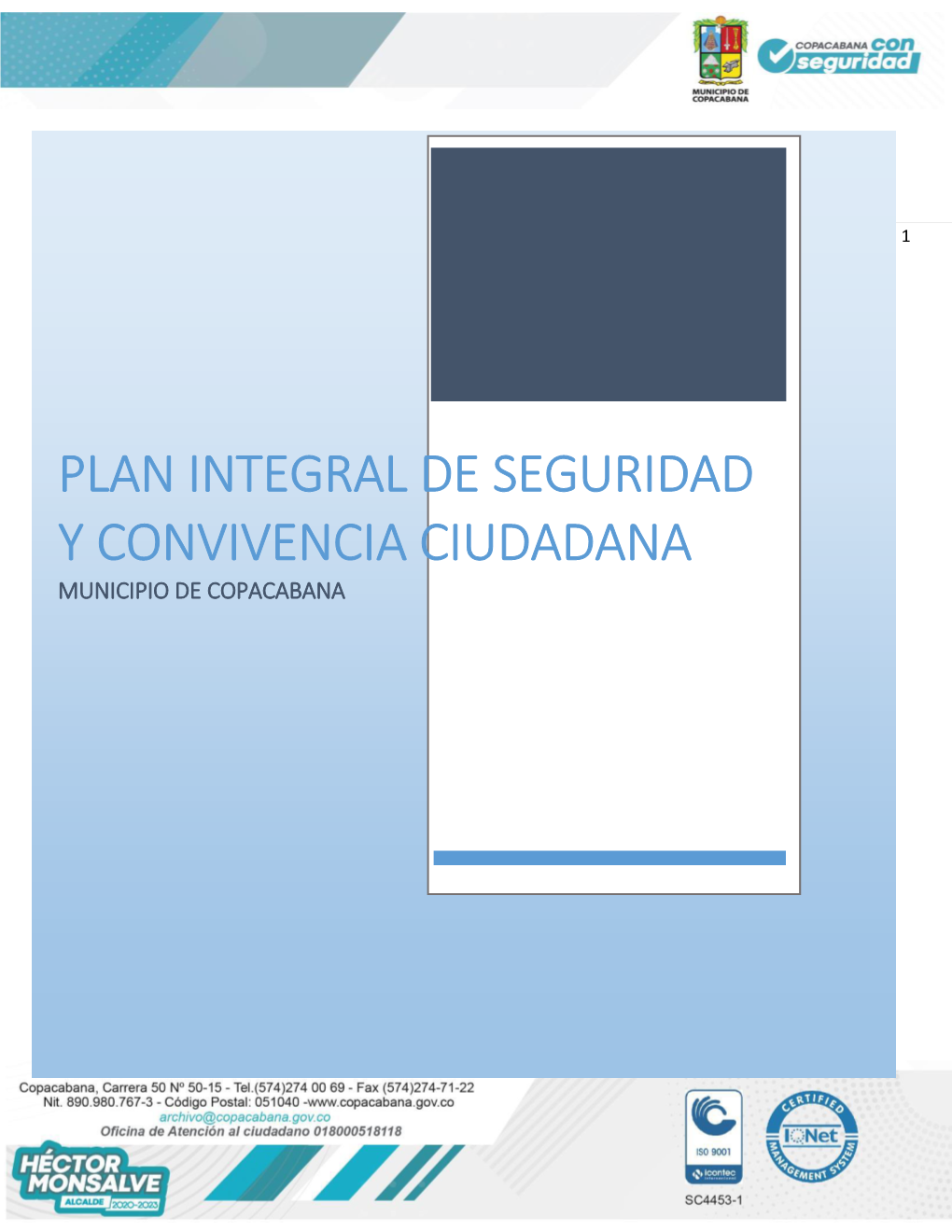 Plan Integral De Seguridad Y Convivencia Ciudadana Municipio De Copacabana