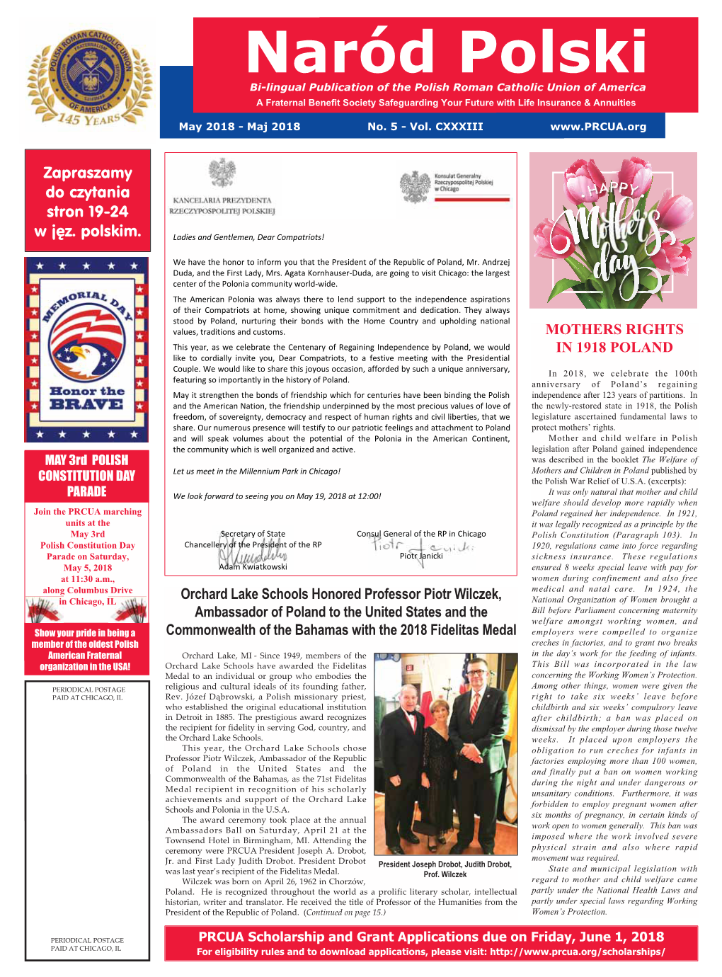 Naród Polski Bi-Lingual Publication of the Polish Roman Catholic Union of America a Fraternal Benefit Society Safeguarding Your Future with Life Insurance & Annuities