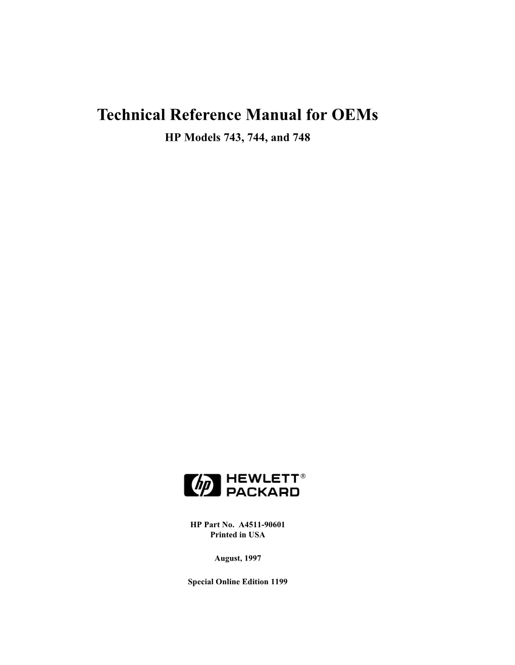 HP Models 743, 744, and 748 Technical Reference Manual For