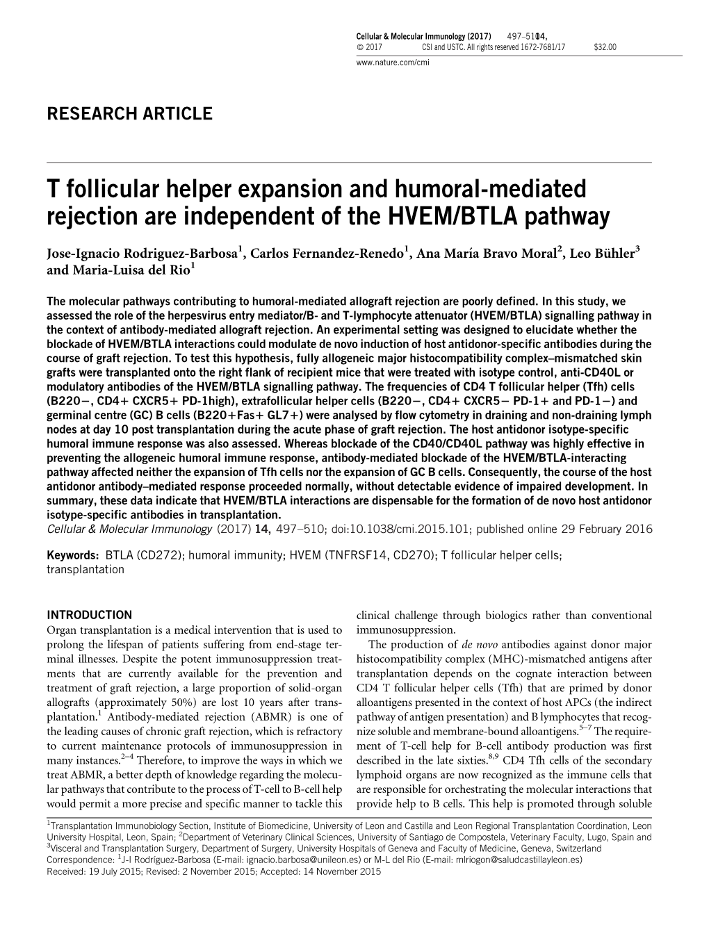 T Follicular Helper Expansion and Humoral-Mediated Rejection Are Independent of the HVEM/BTLA Pathway