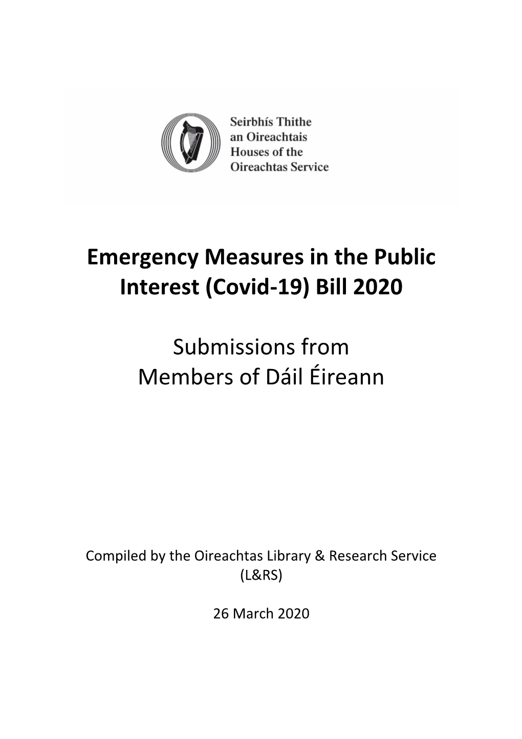 Emergency Measures in the Public Interest (Covid-19) Bill 2020