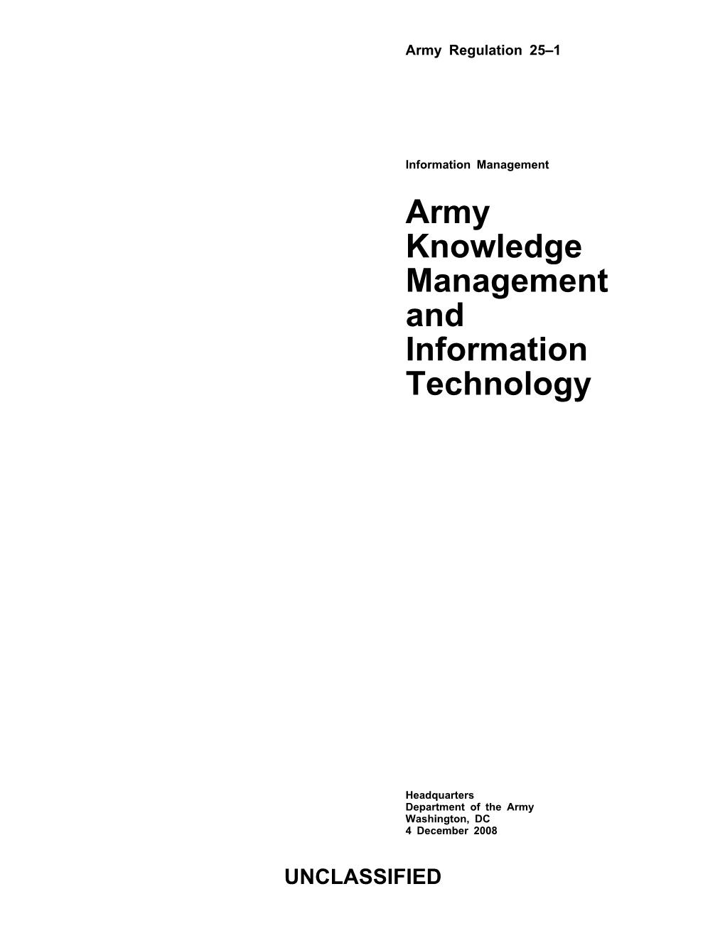 Army Knowledge Management and Information Technology