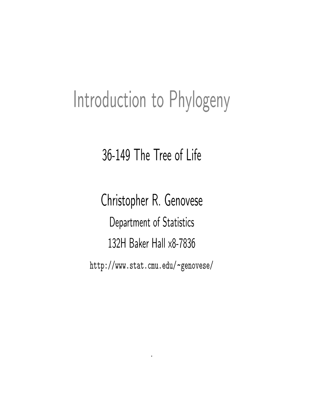 Introduction to Phylogeny