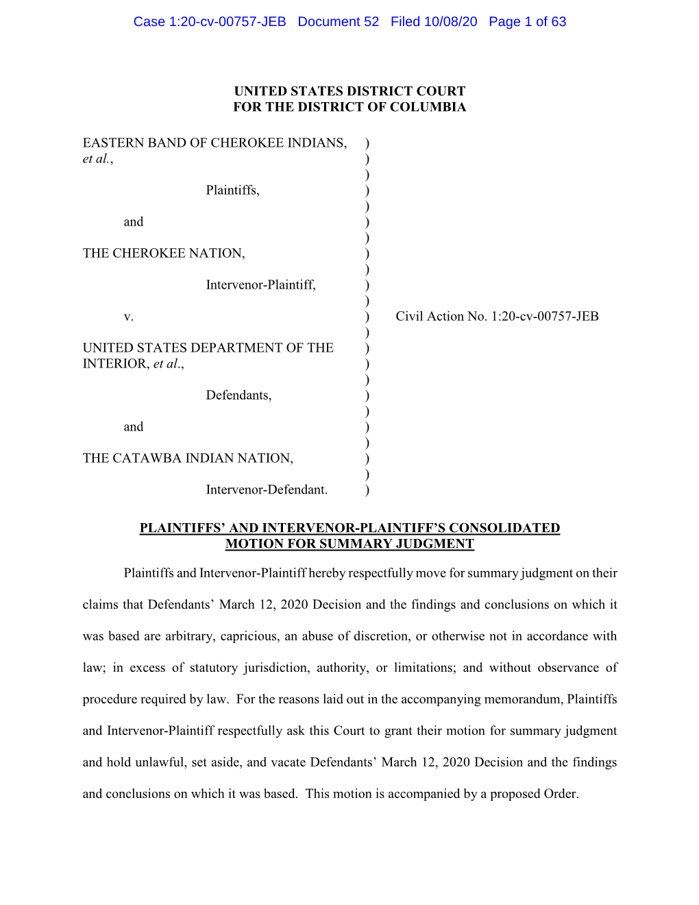 Case 1:20-Cv-00757-JEB Document 52 Filed 10/08/20 Page 1 of 63