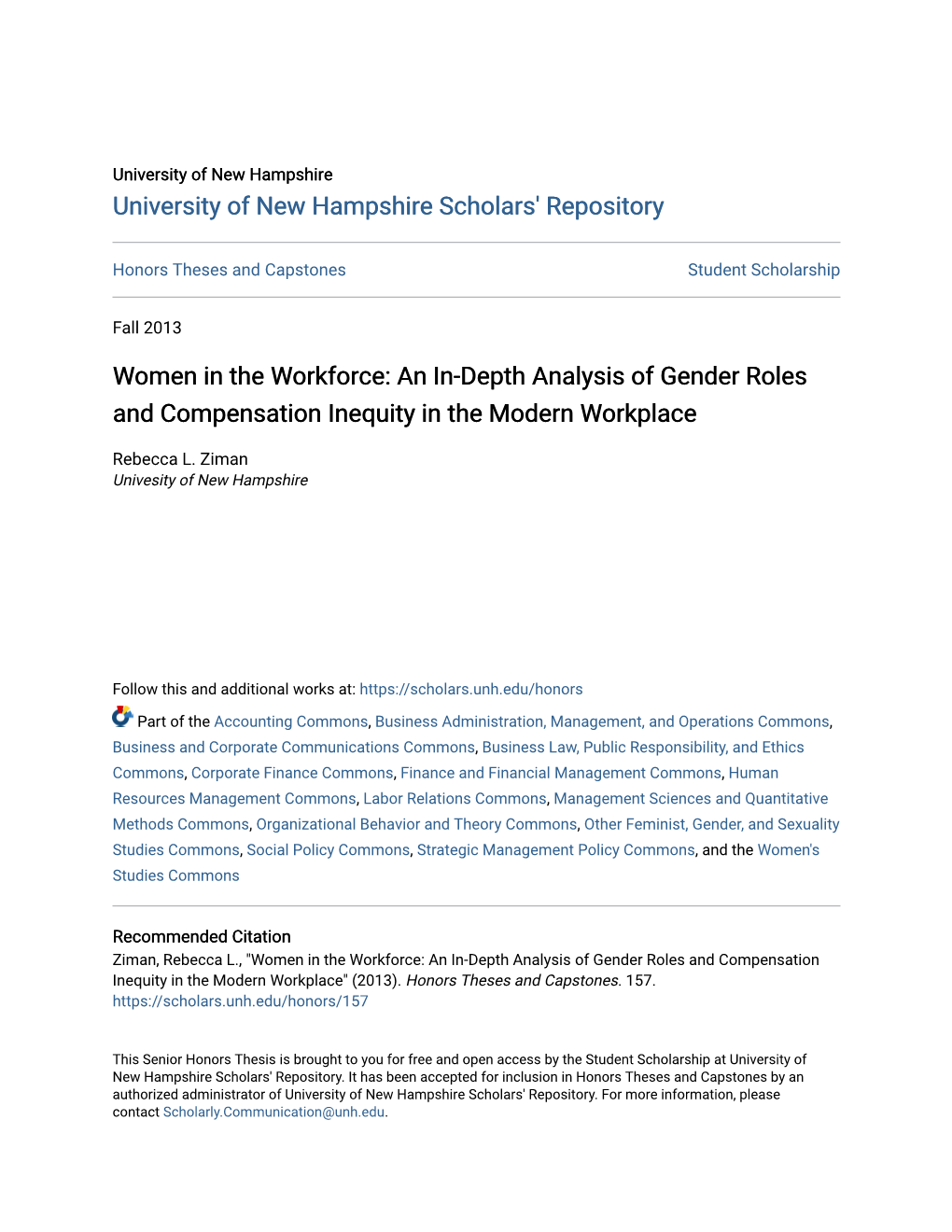 Women in the Workforce: an In-Depth Analysis of Gender Roles and Compensation Inequity in the Modern Workplace