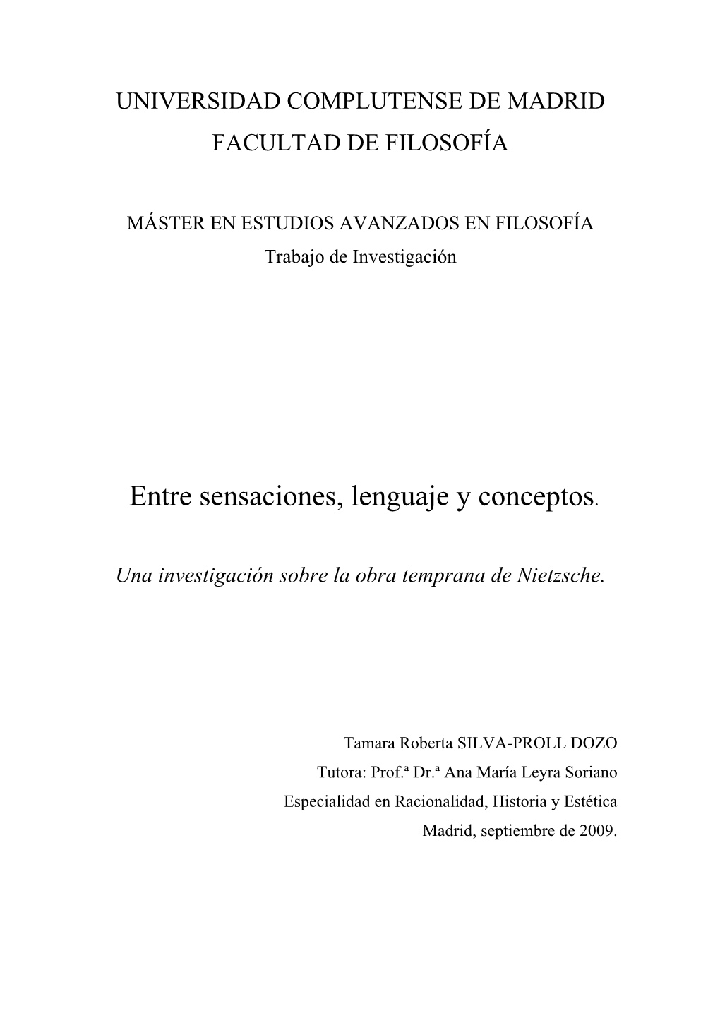 Sensaciones, Lenguaje Y Conceptos: División, Trasposición Y Designación