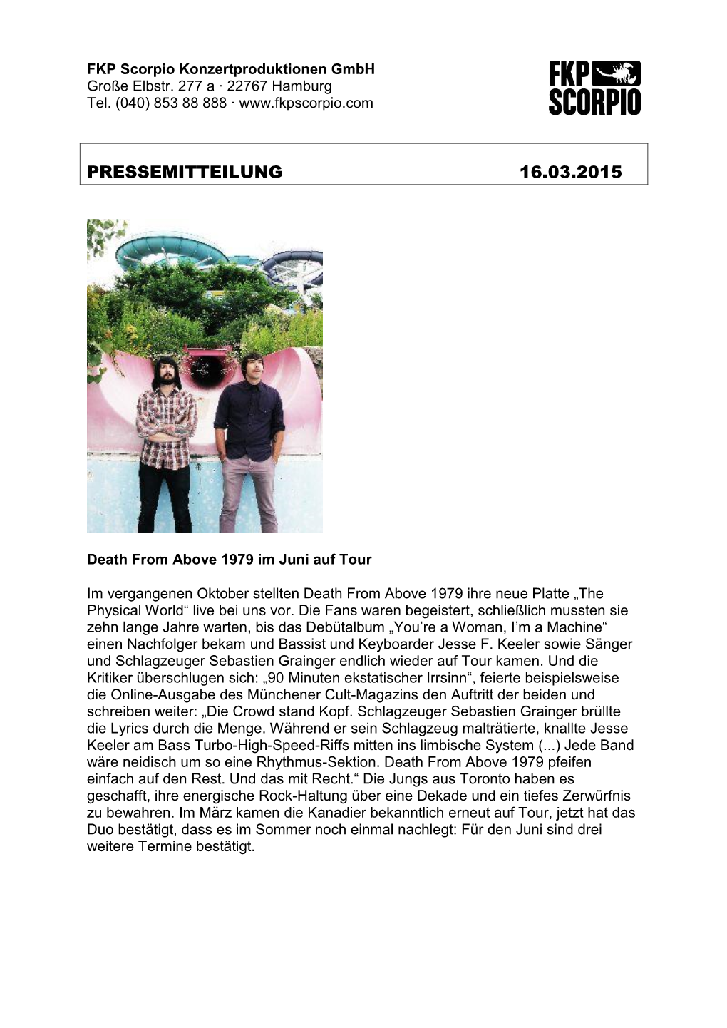 Pm-Death from Above 1979-Pdf Pressematerial