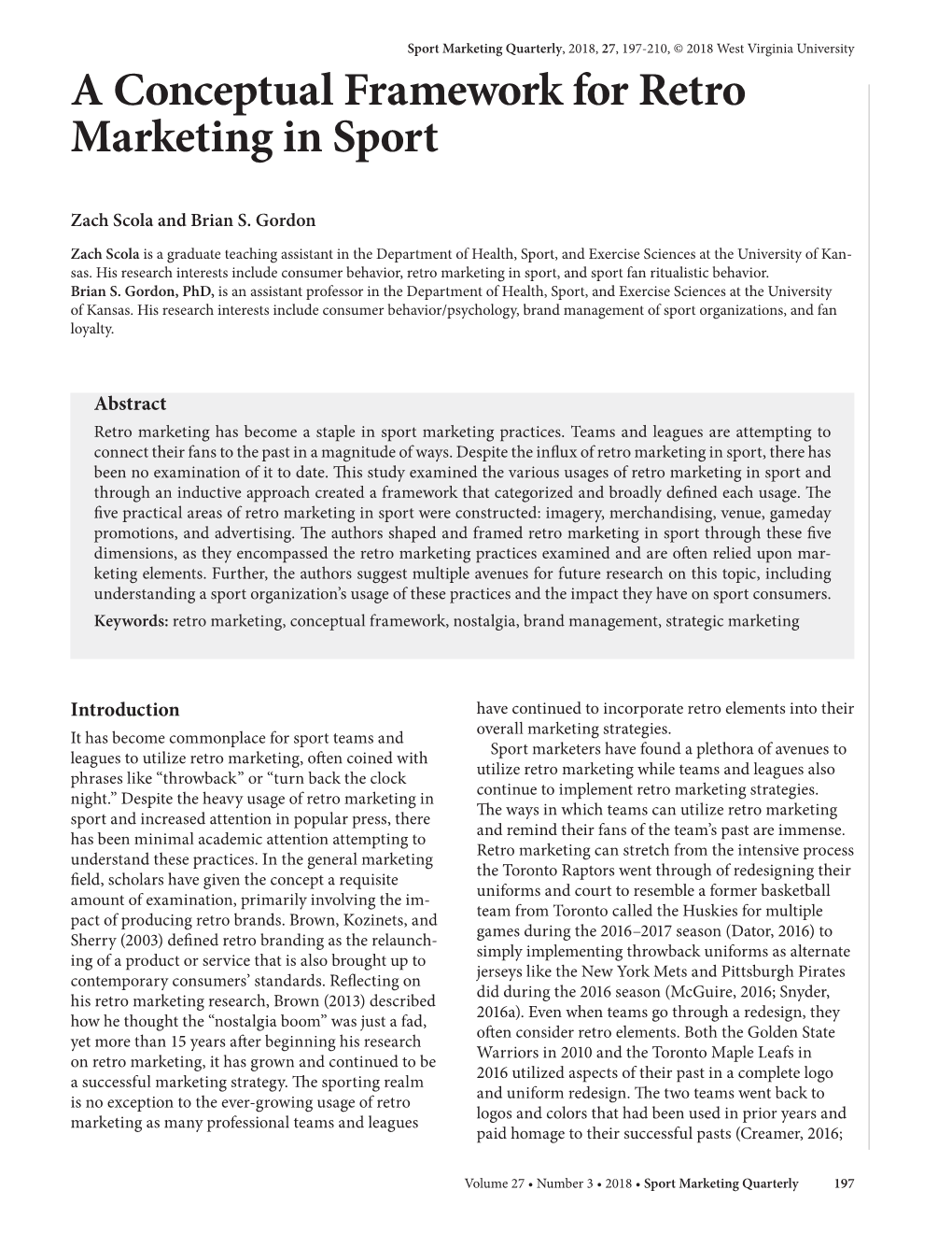 A Conceptual Framework for Retro Marketing in Sport