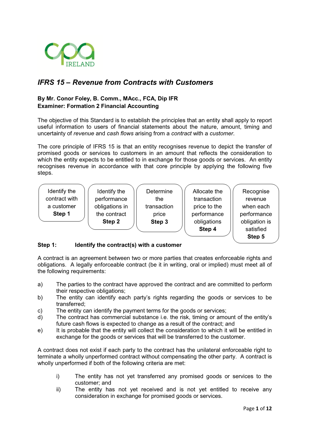 IFRS 15 – Revenue from Contracts with Customers