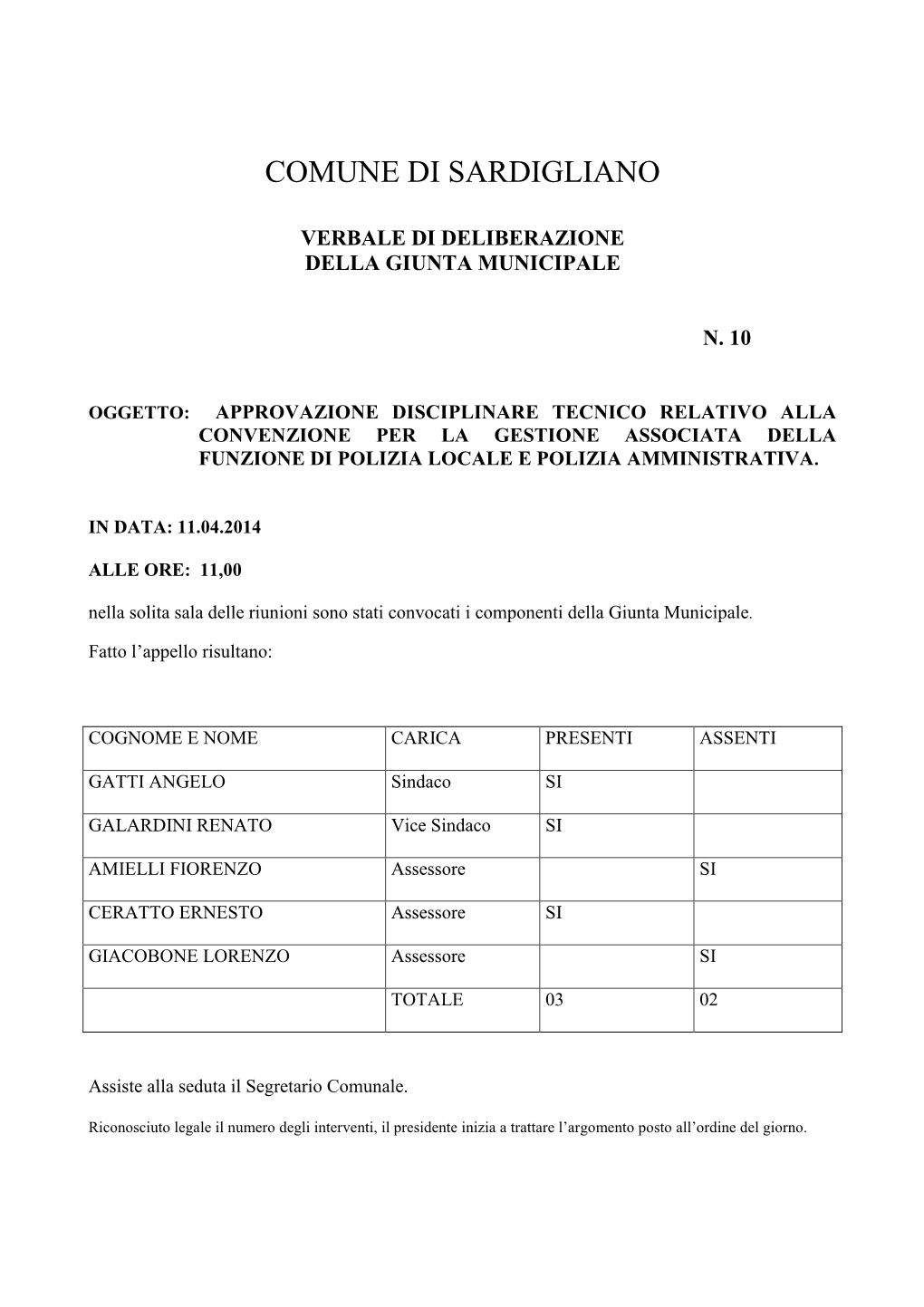 Comune Di Sardigliano