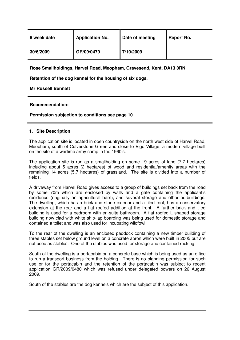 8 Week Date Application No. Date of Meeting Report No