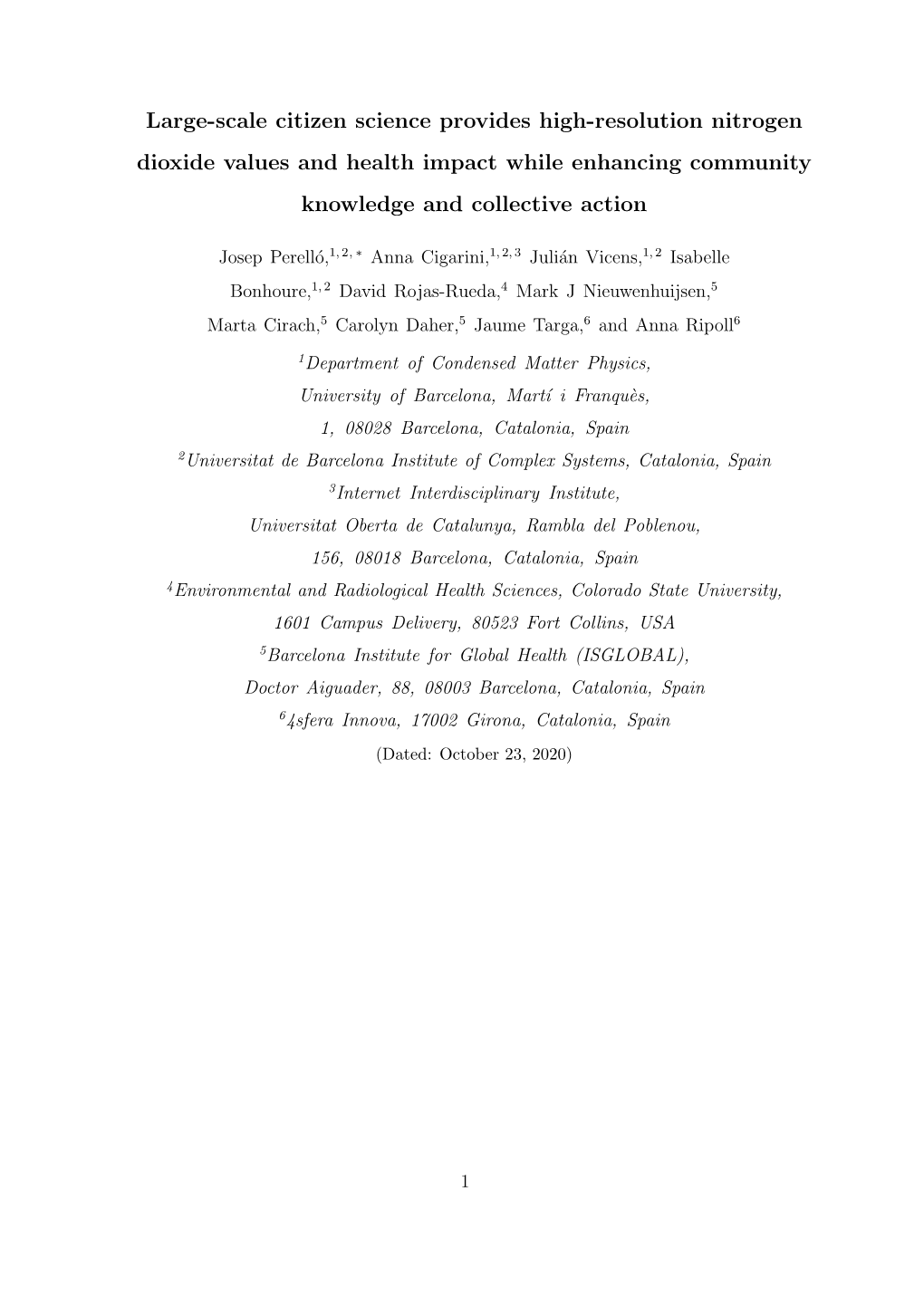 Large-Scale Citizen Science Provides High-Resolution Nitrogen Dioxide Values and Health Impact While Enhancing Community Knowledge and Collective Action