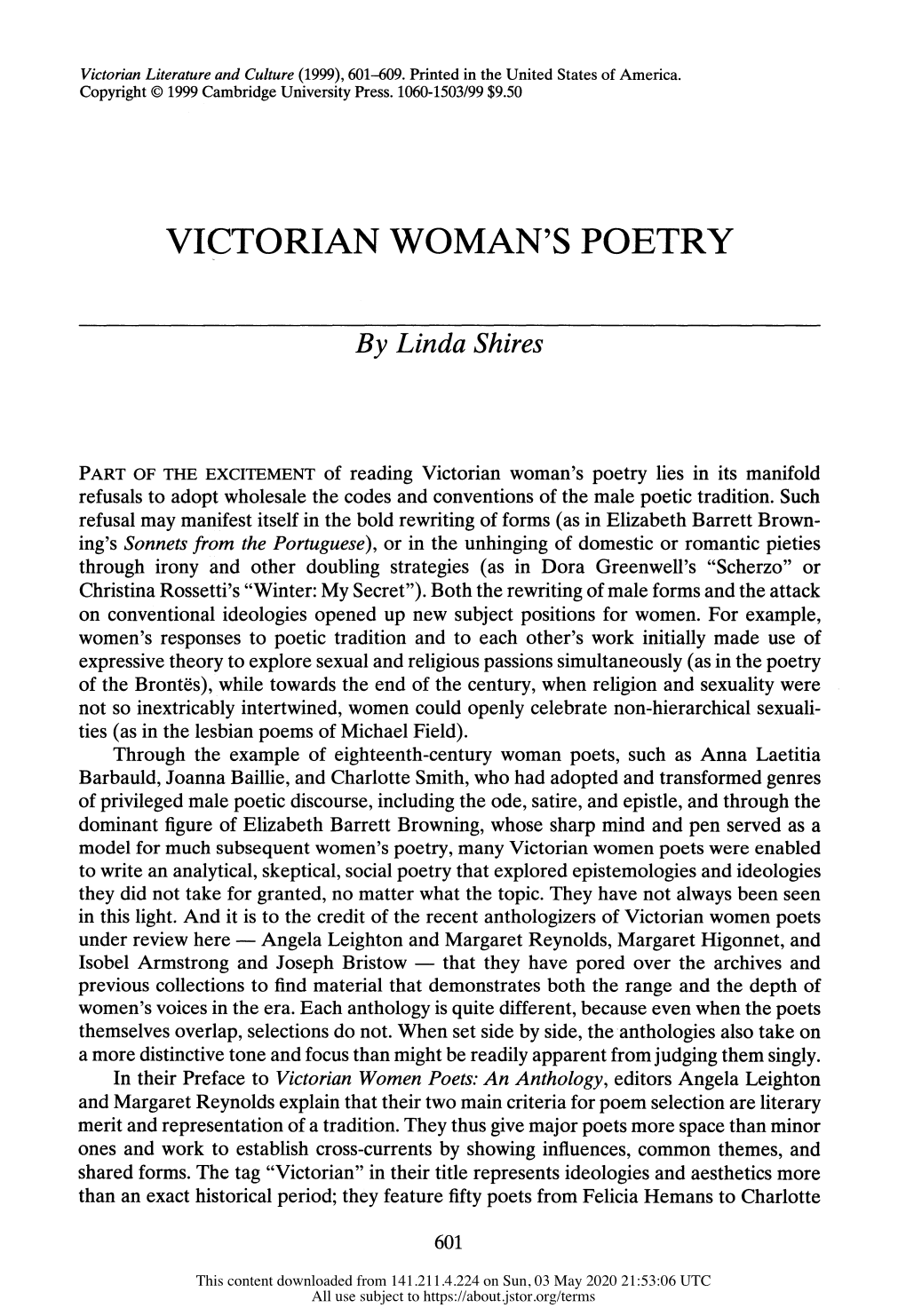 Victorian Literature and Culture (1999), 601-609