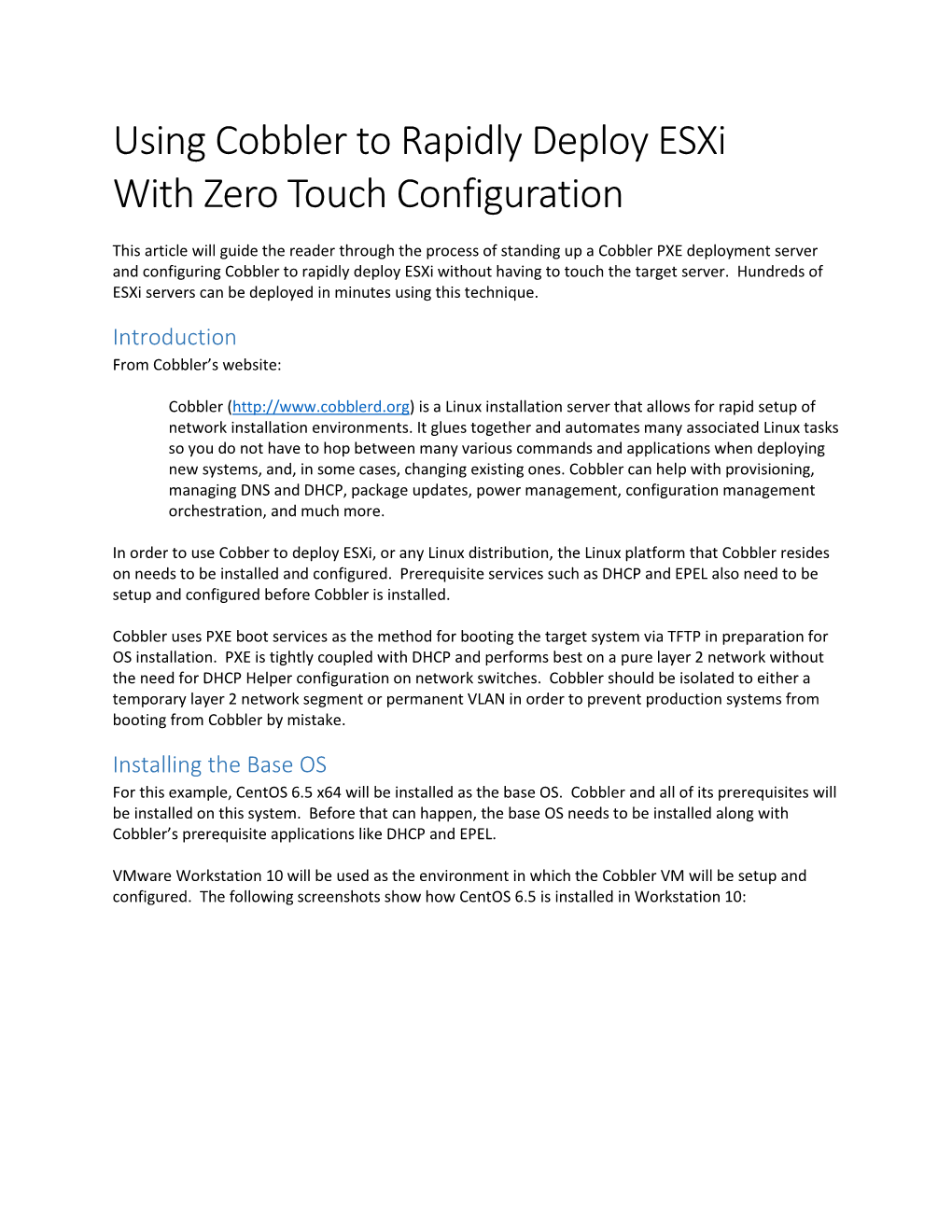 Using Cobbler to Rapidly Deploy Esxi with Zero Touch Configuration