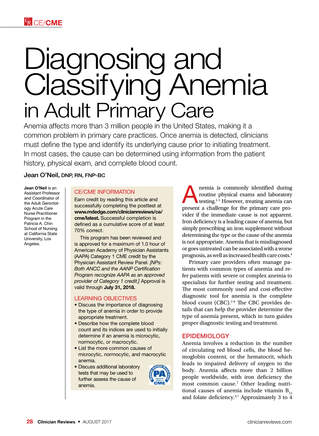 Diagnosing and Classifying Anemia