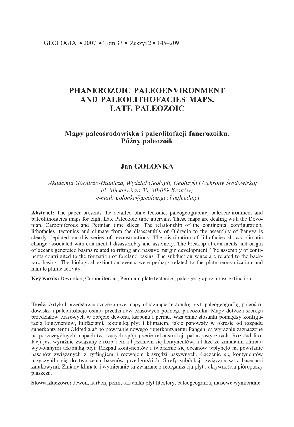 Phanerozoic Paleoenvironment and Paleolithofacies Maps. Late Paleozoic