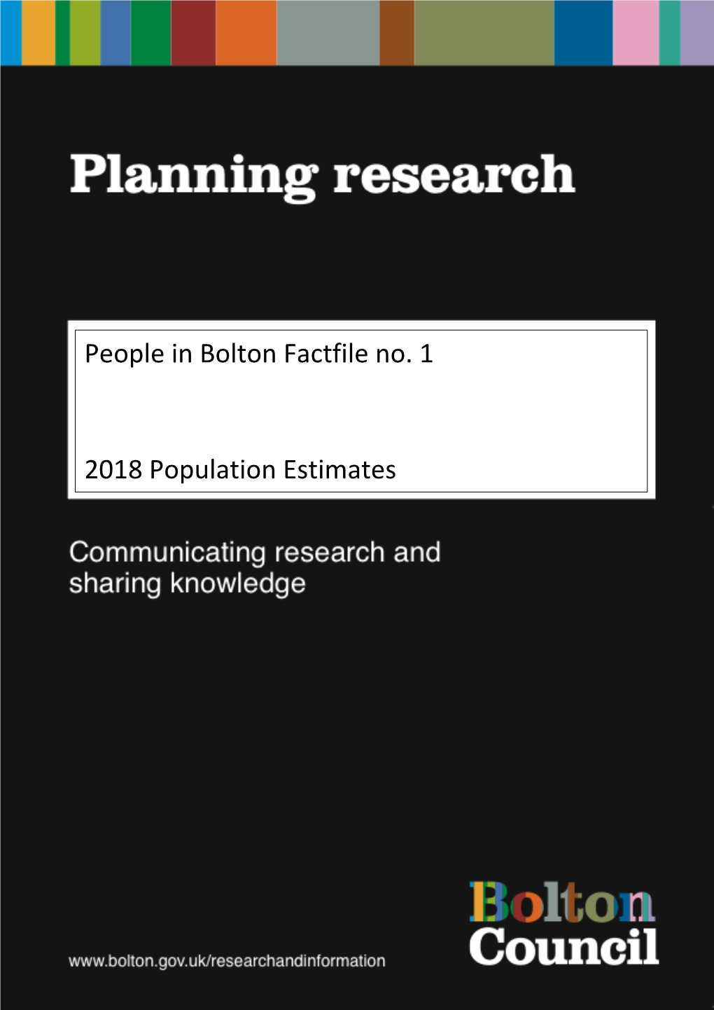 People in Bolton Factfile No. 1 2018 Population Estimates