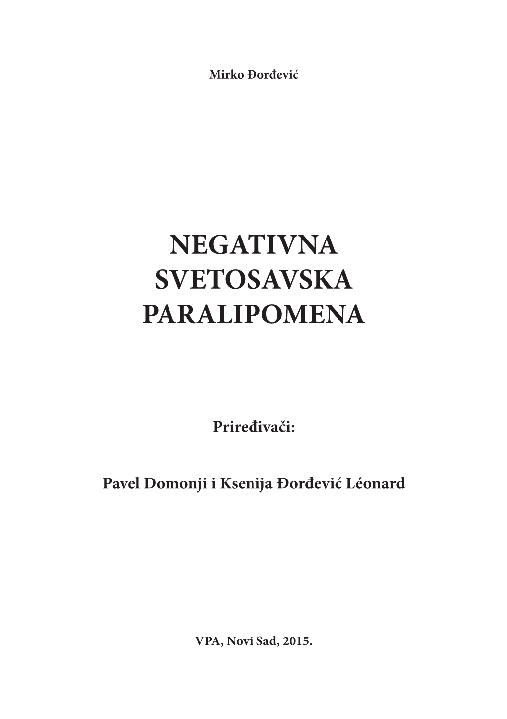 Negativna Svetosavska Paralipomena